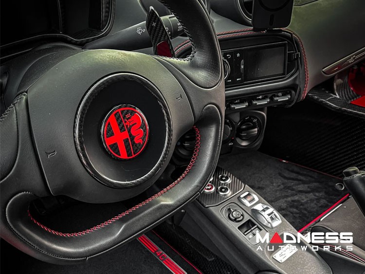 Alfa Romeo 4C Carbon Fiber Badge Cover Kit - Alfa Romeo Logo in